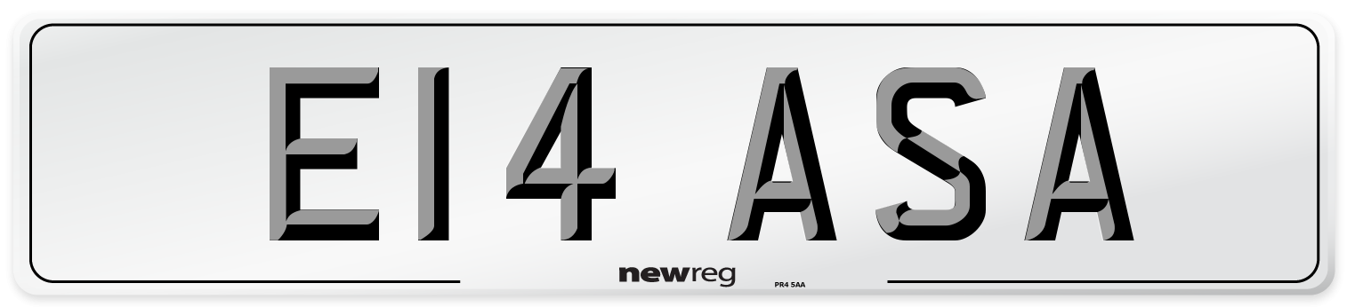 E14 ASA Number Plate from New Reg